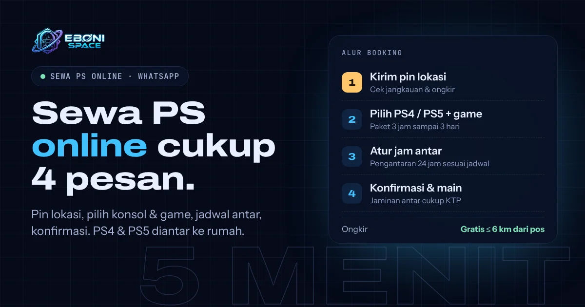 Alur sewa PS online lewat WhatsApp di Eboni Space dalam 4 pesan